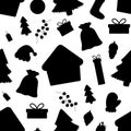 Seamless pattern Christmas silhouette vector illustration. New Year elements Royalty Free Stock Photo